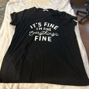 Black Graphic T-Shirt with “It’s Fine” theme SZ XL washed not worn